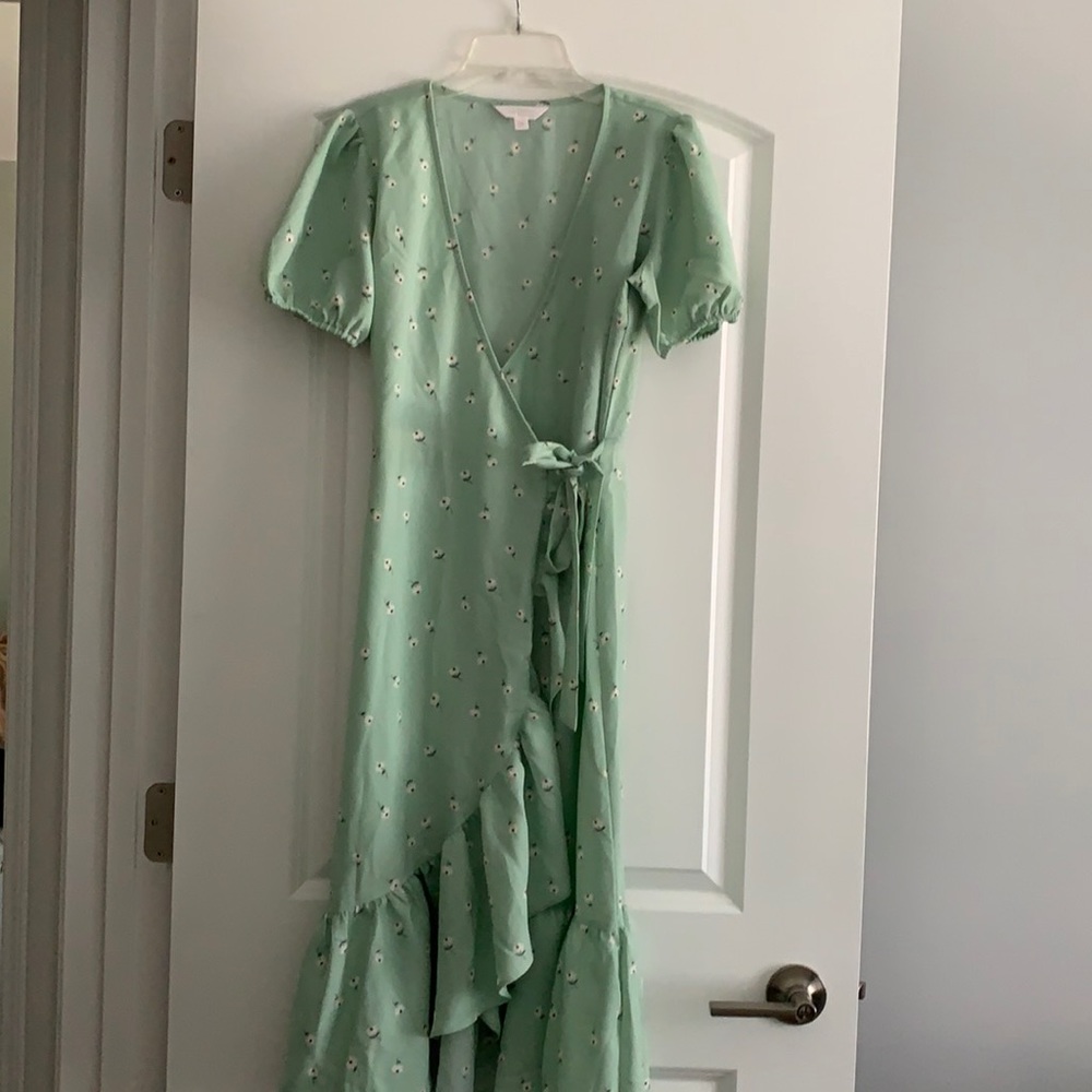 LC Lauren Conrad Mint Green Floral Wrap Dress